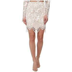 For Love and Lemons Guava lace applique high waisted mini skirt XS